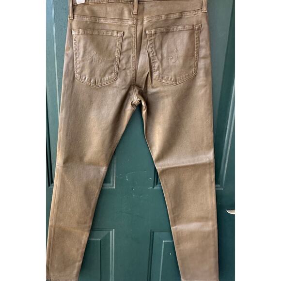 NWOT AG Farrah Skinny Ankle Coated Jeans 27 Dark Bayou Leather Look High Rise - Picture 4 of 9